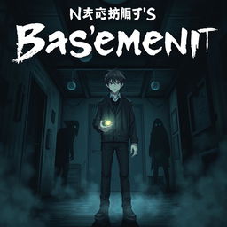 A chilling horror movie poster titled 'Nanami's Basement'