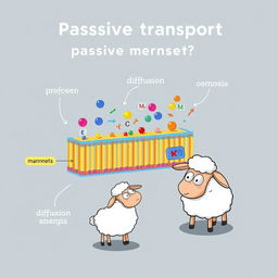 An educational illustration depicting a cell membrane and the process of passive transport