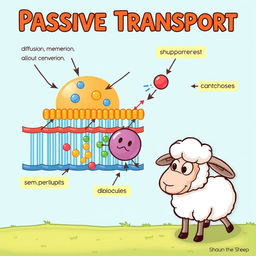 An educational illustration depicting a cell membrane and the process of passive transport