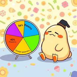 A whimsical illustration featuring Gudetama, the lazy egg character, sitting next to a circular graphical representation demonstrating the composition of a cell membrane