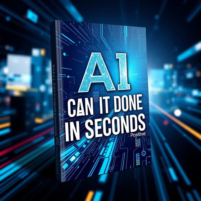 A stunning 3D eBook cover design featuring the title 'AI CAN GET IT DONE IN SECONDS' prominently displayed in bold, modern typography