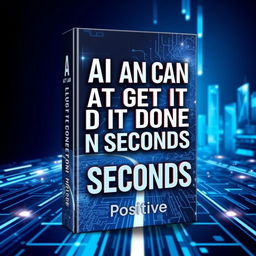 A stunning 3D eBook cover design featuring the title 'AI CAN GET IT DONE IN SECONDS' prominently displayed in bold, modern typography