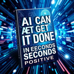 A stunning 3D eBook cover design featuring the title 'AI CAN GET IT DONE IN SECONDS' prominently displayed in bold, modern typography