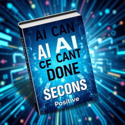 A visually striking 3D eBook cover design featuring the title 'AI CAN GET IT DONE IN SECONDS' prominently displayed in bold, modern typography, with careful attention to spelling