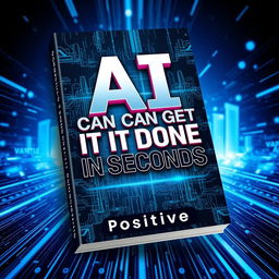 A visually striking 3D eBook cover design featuring the title 'AI CAN GET IT DONE IN SECONDS' prominently displayed in bold, modern typography, with careful attention to spelling