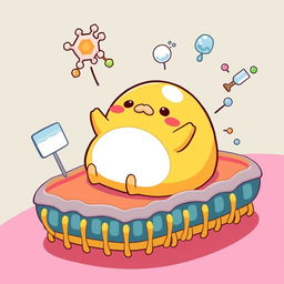 A delightful illustration of Gudetama, the lazy egg character from Sanrio, depicted in a cartoon style without any text