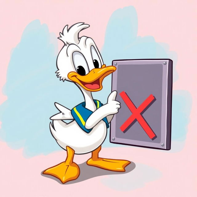 Una imagen adorable del Pato Donald, tierno, bonito y chiquito, con una expresión divertida mientras señala hacia un gráfico del ATP, marcado claramente con una 'X'