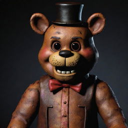 A detailed and vibrant rendering of Freddy Fazbear, the iconic and beloved character from Five Nights at Freddy's, standing amiably.