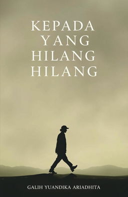 A classic and minimalist novel cover for 'KEPADA YANG HILANG', featuring a solitary figure walking, with a distinct shadow etched behind them