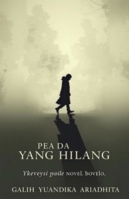 A classic and minimalist novel cover for 'KEPADA YANG HILANG', featuring a solitary figure walking, with a distinct shadow etched behind them