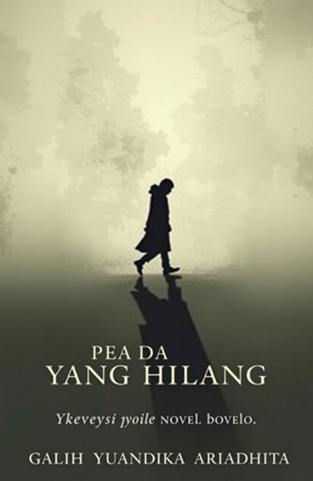 A classic and minimalist novel cover for 'KEPADA YANG HILANG', featuring a solitary figure walking, with a distinct shadow etched behind them