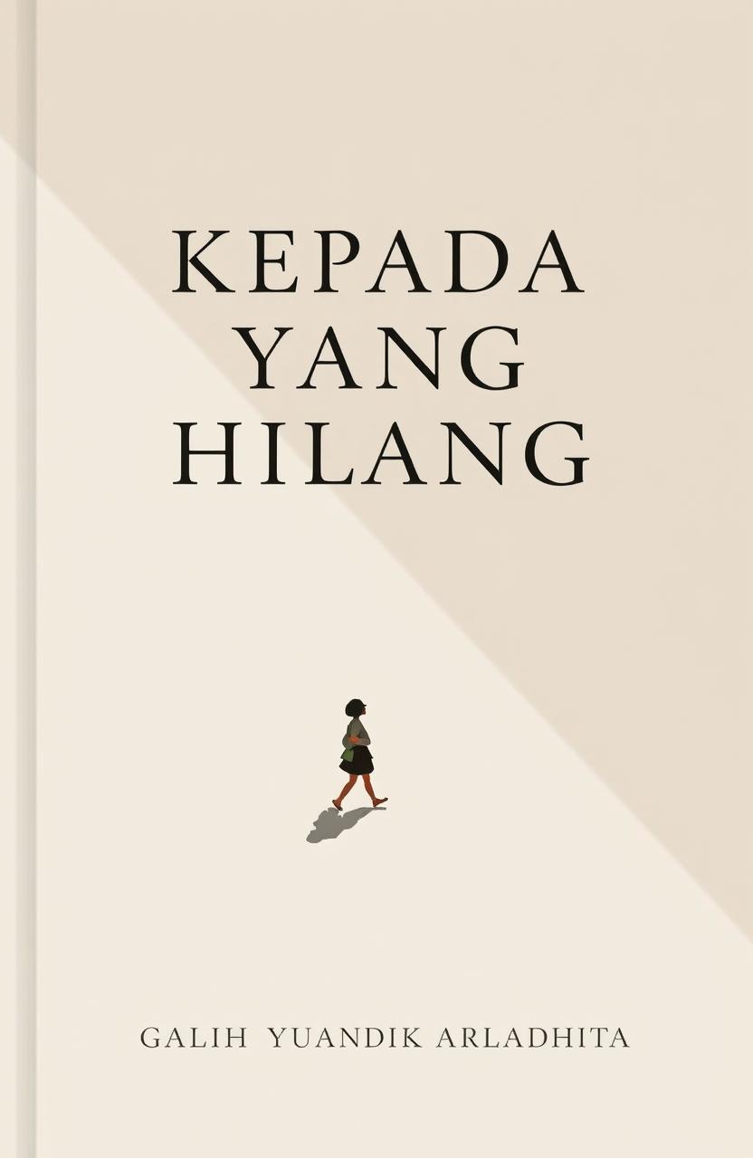 A classic and minimalist novel cover design for the book titled 'KEPADA YANG HILANG'