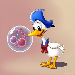 Una imagen adorable del Pato Donald, tierno, bonito y chiquito, con una expresión curiosa mientras enseña sobre partículas encerradas en vesículas de membrana plasmática