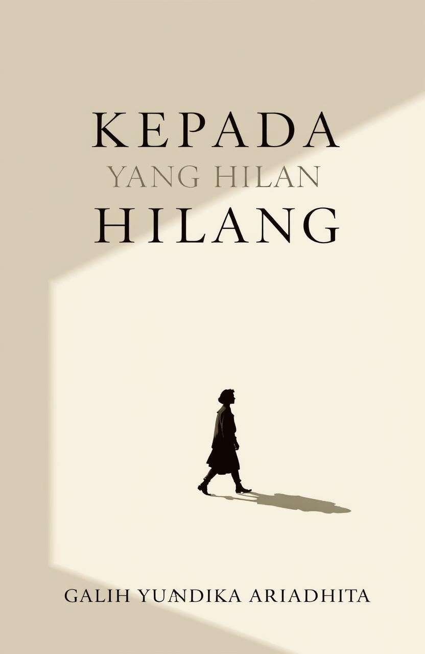 A minimalist and classic book cover for the novel titled 'KEPADA YANG HILANG'