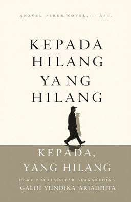 A minimalist and classic book cover for the novel titled 'KEPADA YANG HILANG'