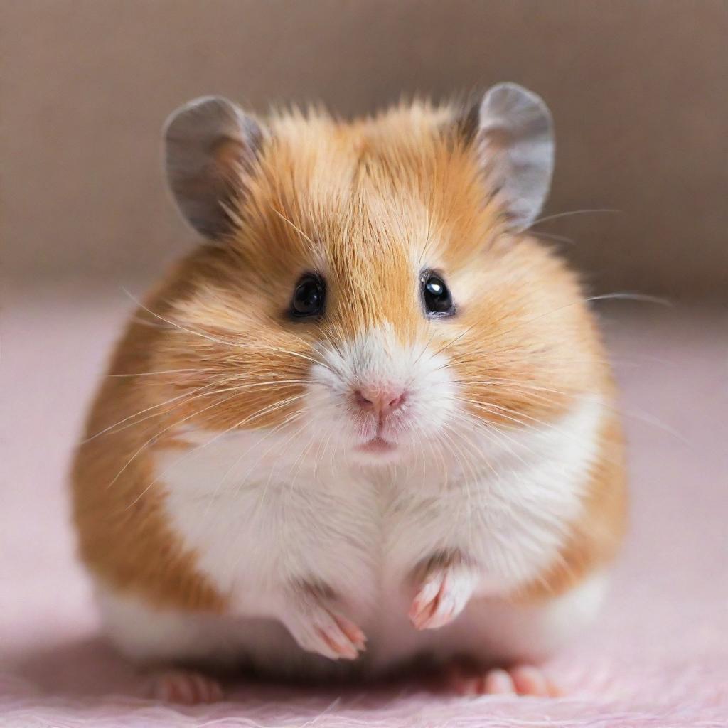 Cute hamster with fluffy fur and shining eyes