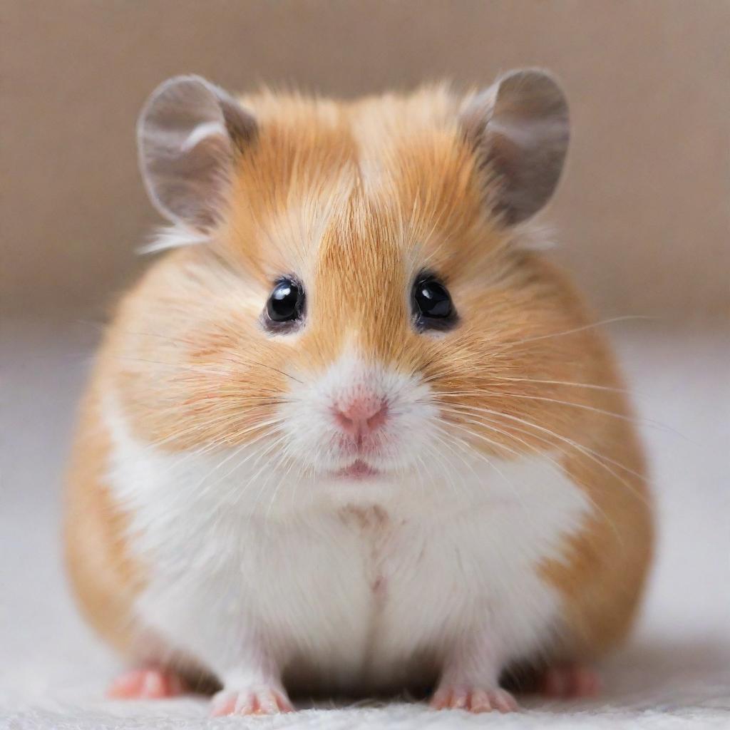 Cute hamster with fluffy fur and shining eyes