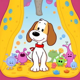 A cute and charming illustration featuring Snoopy, the beloved cartoon beagle, styled with elements inspired by Osmosis Jones