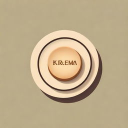 Create a logo featuring a Minasa biscuit from the Philippines resting on a bamboo plate, with the title 'Kremsa' prominently included. The design should capture the cultural and culinary essence of the product