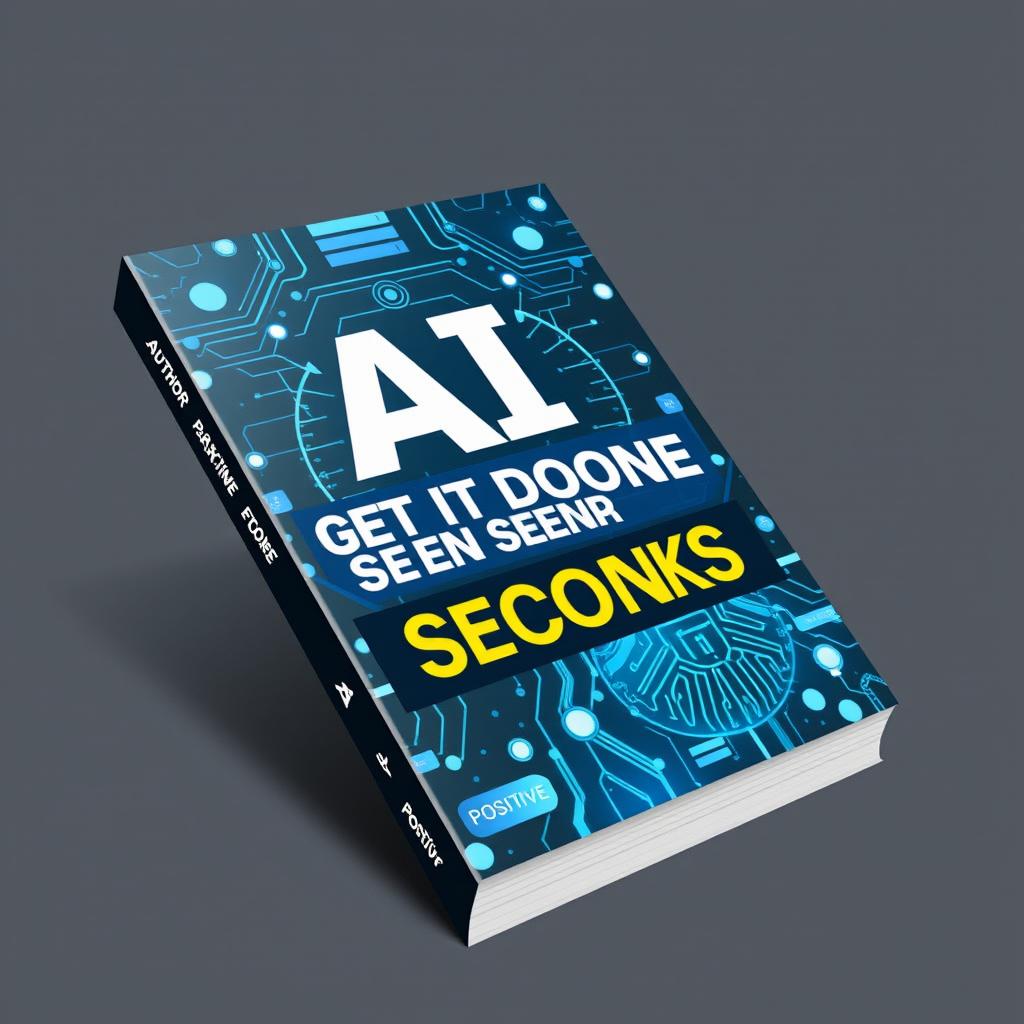 A 3D ebook cover for a digital marketing ebook titled 'AI CAN GET IT DONE IN SECONDS' with the author name 'POSITIVE'