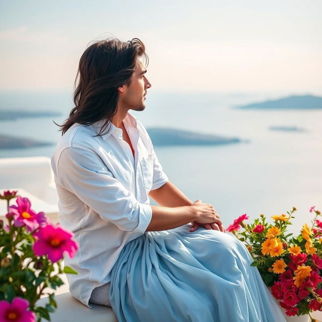 A romantic scene featuring a couple from Greece in an intimate setting