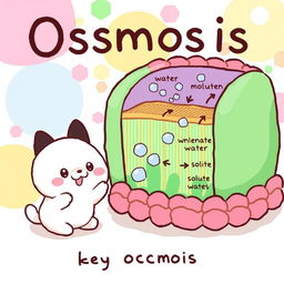 A delightful illustration showcasing osmosis, featuring Pochacco from Sanrio, the adorable white dog with black ears