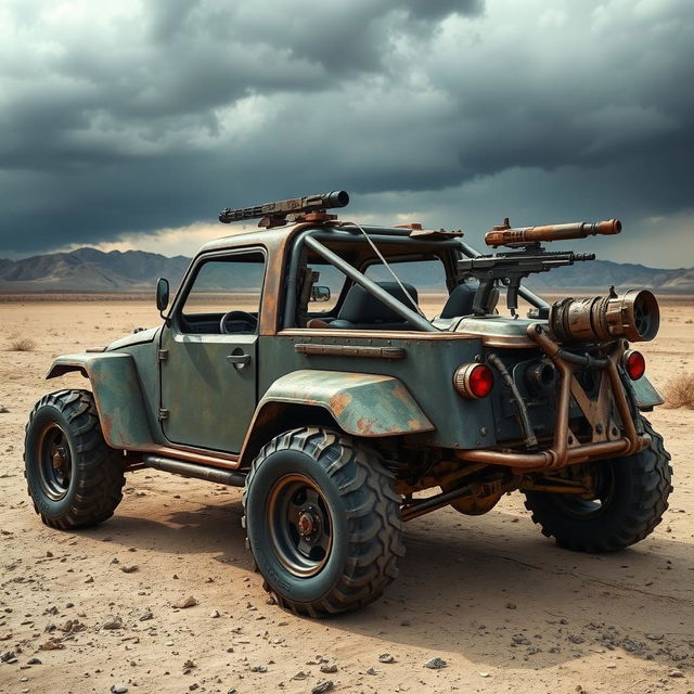 A post-apocalyptic buggy inspired by a Volkswagen Vocho, designed for the end of the world