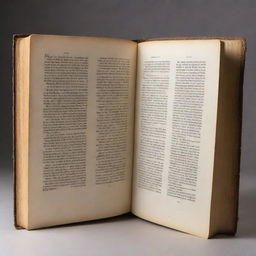 A large open book standing upright, with crisply detailed pages revealing a captivating story within.