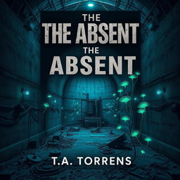 A visually striking book cover for a dystopian novel titled 'The Absent' by T