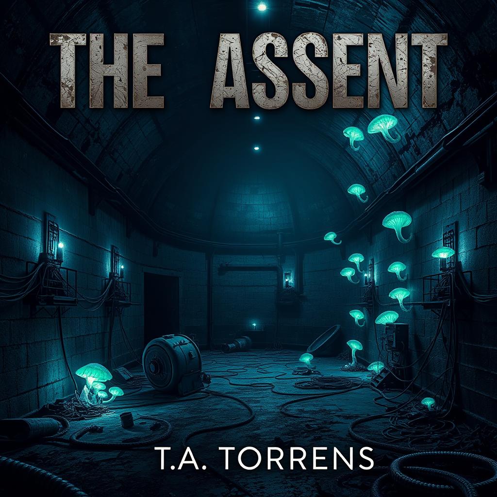 A visually striking book cover for a dystopian novel titled 'The Absent' by T