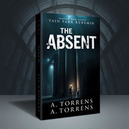 A striking book cover design for a dystopian novel titled 'The Absent' by T