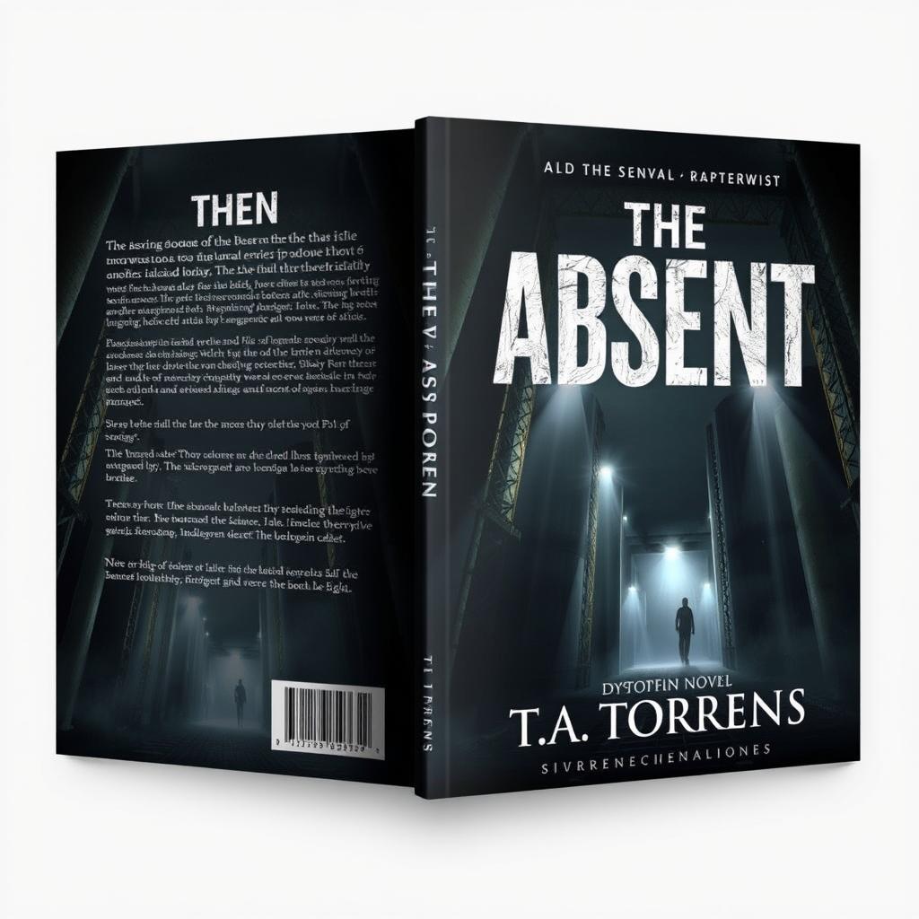 A striking book cover design for a dystopian novel titled 'The Absent' by T