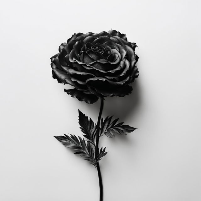 Minimalist album cover art featuring a single black flower on a stark white backdrop.