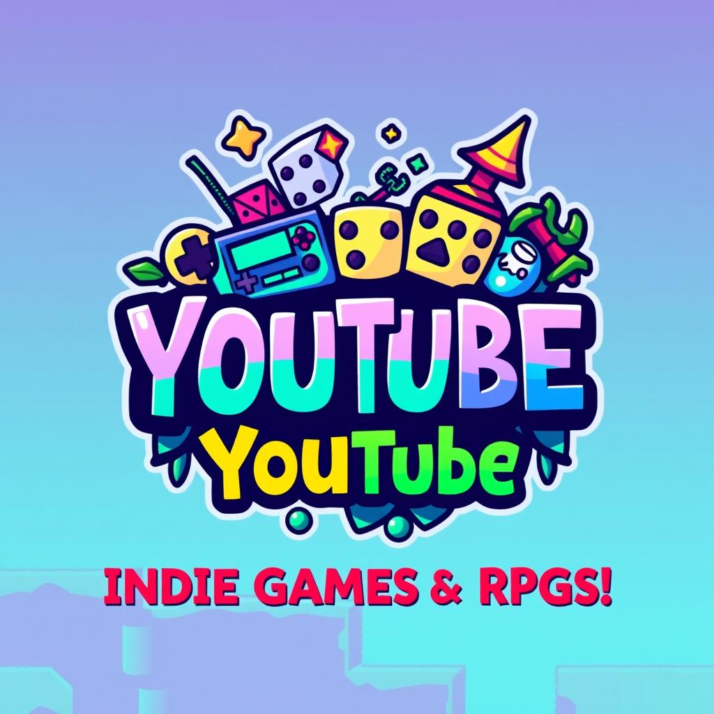 A vibrant and artistic logo design for a YouTube channel focused on indie games and RPGs