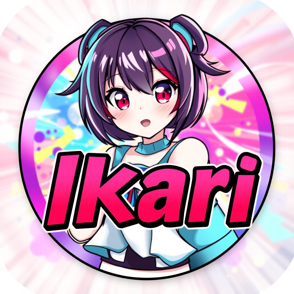 A vibrant and stylish icon for a Discord server featuring an anime girl with large expressive eyes and colorful hair