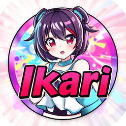 A vibrant and stylish icon for a Discord server featuring an anime girl with large expressive eyes and colorful hair