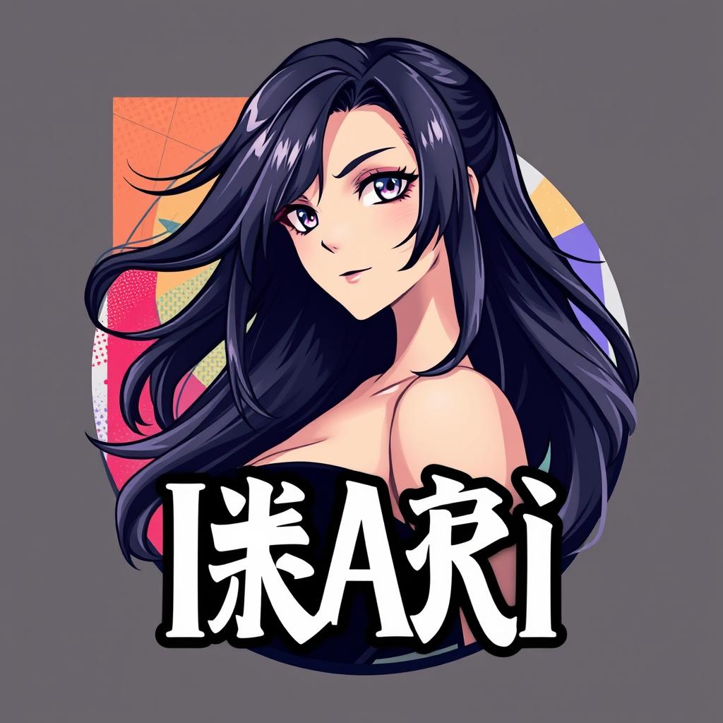 A striking Discord server icon featuring an anime grown woman with elegant, flowing hair and confident, expressive eyes