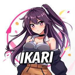 A dynamic Discord server icon featuring an anime grown woman with long, flowing hair and expressive eyes