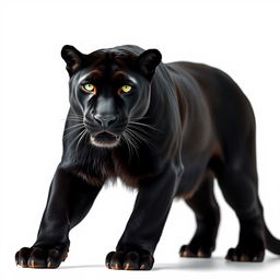 A stunning, raw photograph of a majestic black panther, featuring its powerful stance and sleek fur in striking detail