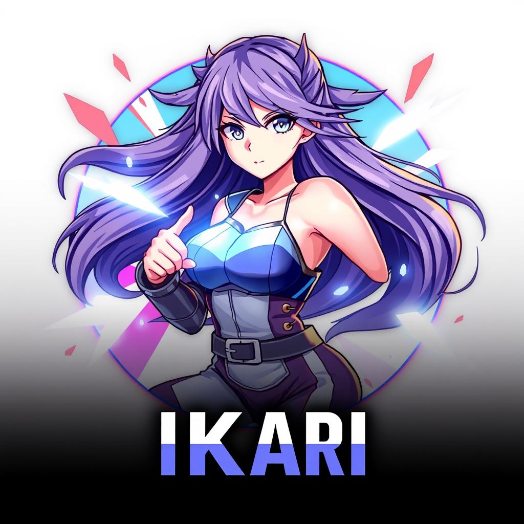 A striking Discord server icon featuring an anime grown woman with long, flowing hair and captivating eyes, exuding confidence and strength