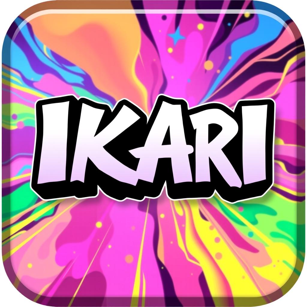 An eye-catching Discord server icon featuring a vibrant anime design with a stylized representation of the word 'IKARI' prominently displayed