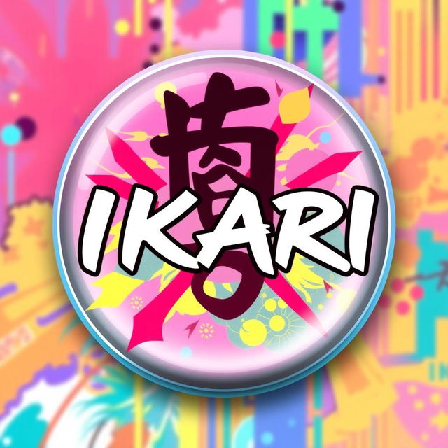 An eye-catching Discord server icon featuring a vibrant anime design with a stylized representation of the word 'IKARI' prominently displayed