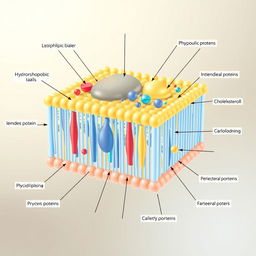 A semi-realistic and detailed illustration of the components of a cell membrane