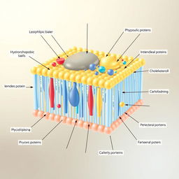 A semi-realistic and detailed illustration of the components of a cell membrane