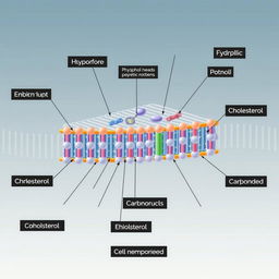 A semi-realistic and detailed illustration of the components of a cell membrane