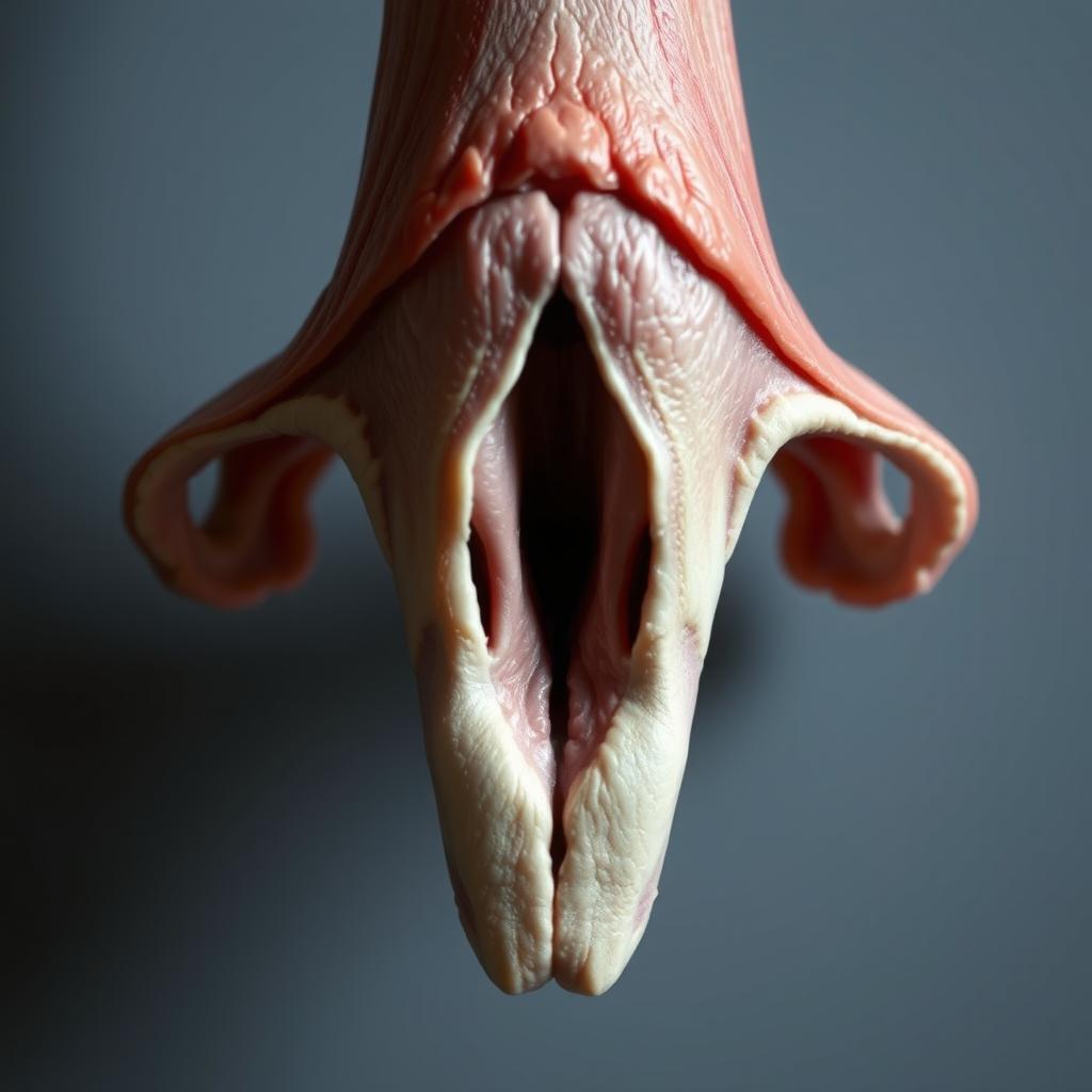 A realistic and detailed depiction of a female vulva, highlighting the natural and anatomical features with precision