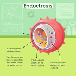 An educational illustration depicting the process of endocytosis