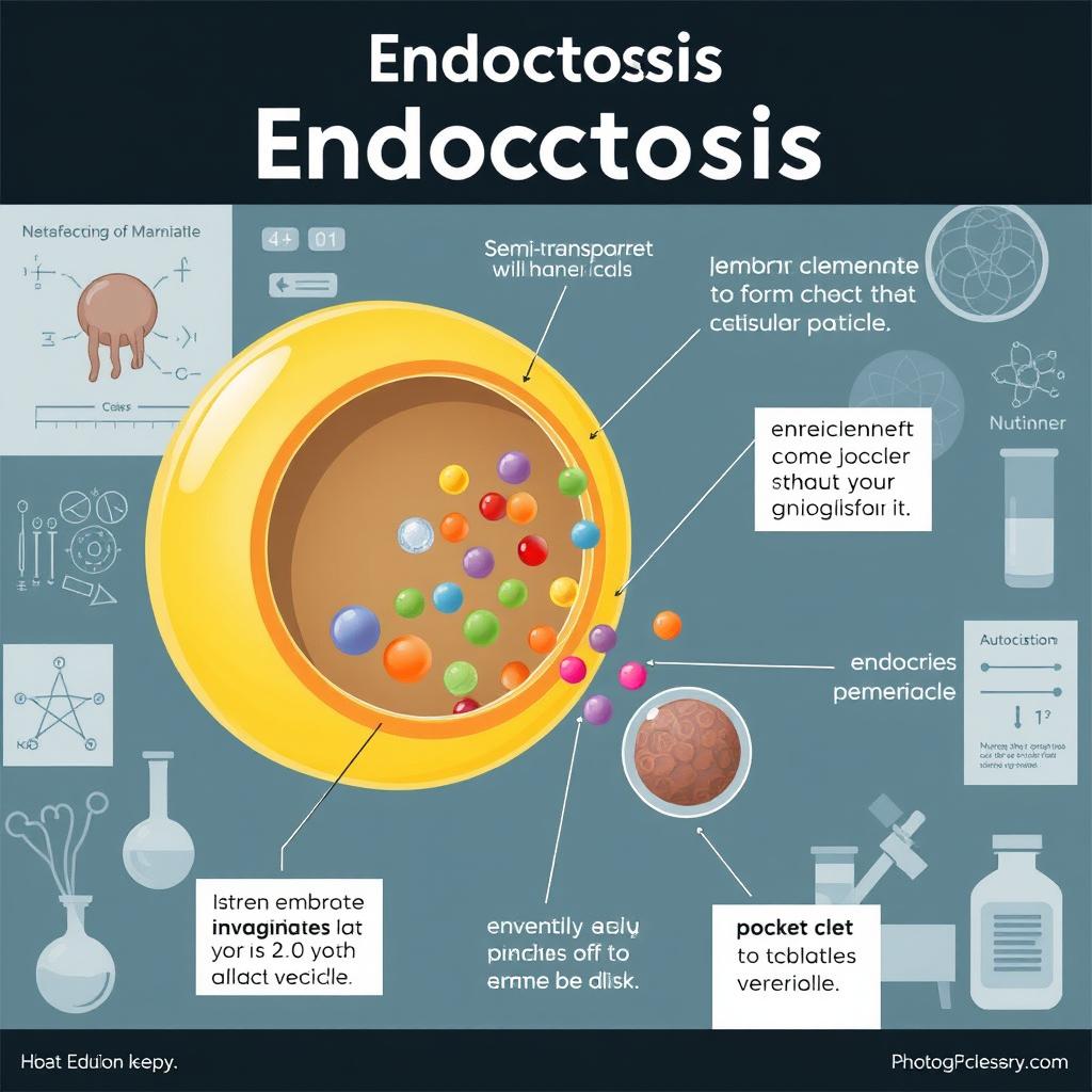 An educational illustration depicting the process of endocytosis