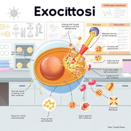 An educational illustration depicting the process of exocytosis