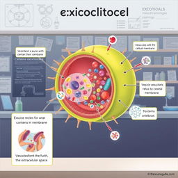 An educational illustration depicting the process of exocytosis